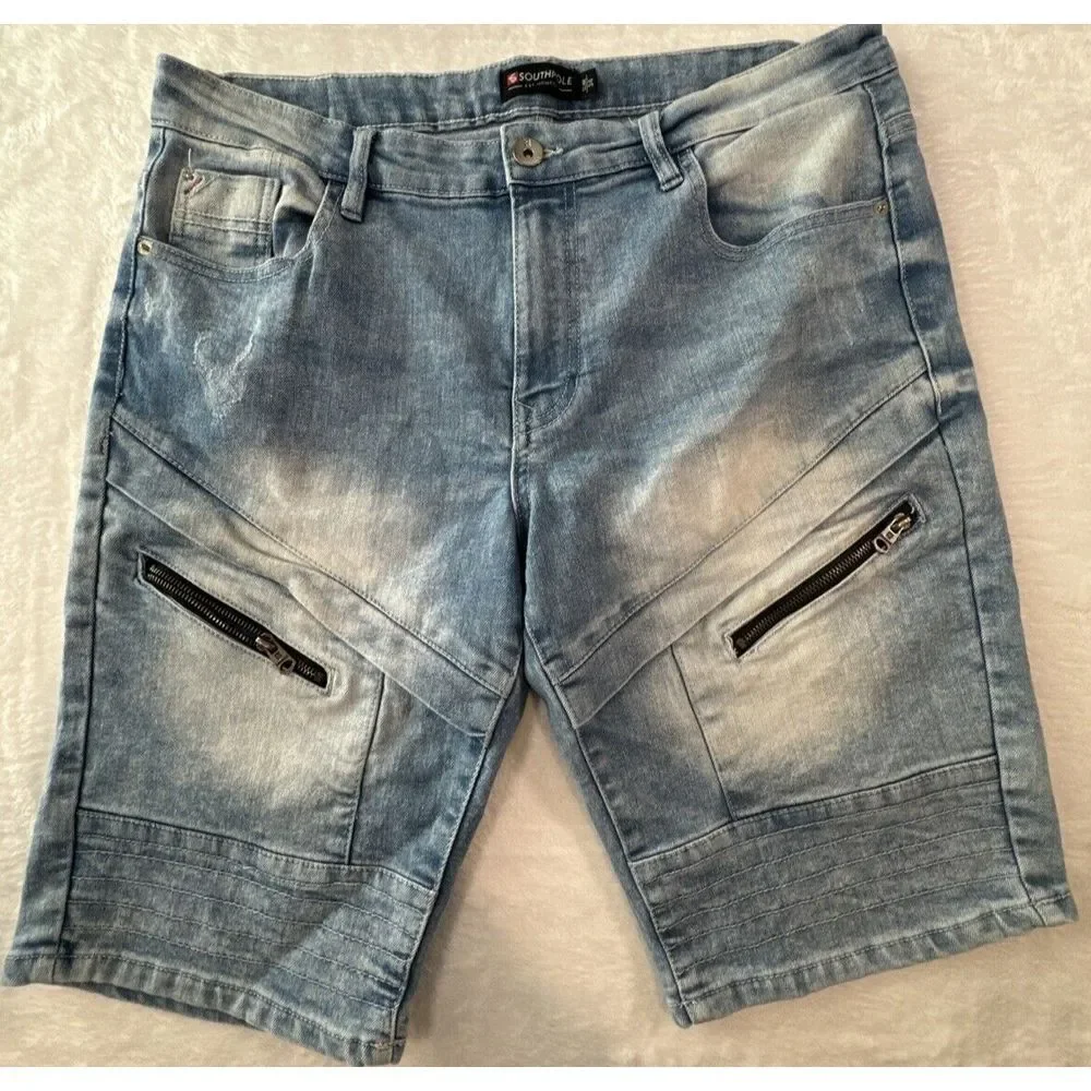 South Pole Shorts Mens 34 (Fits 36)‎ Slim Fit Jean Denim Jorts Faded Y2K 00s VTG